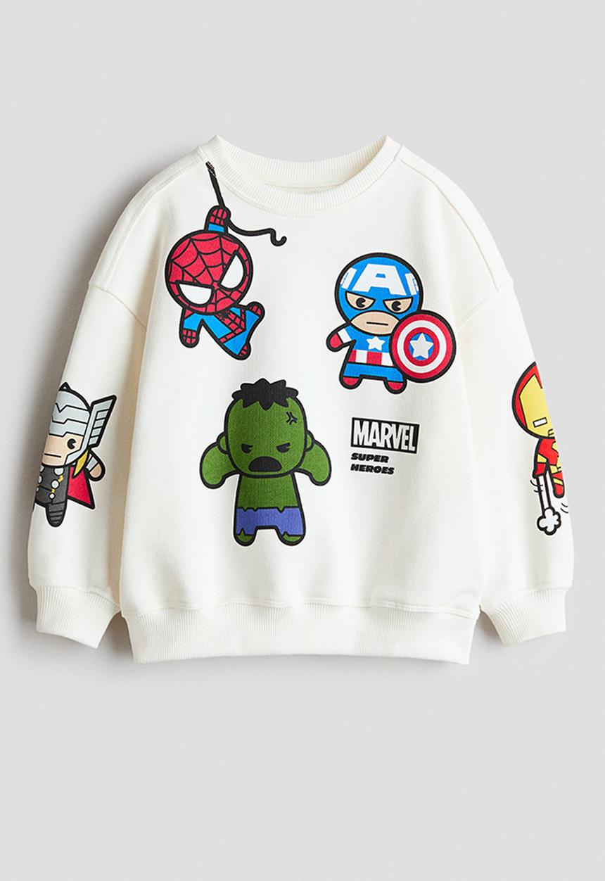 H&M - Printed sweatshirt - white/marvel comics