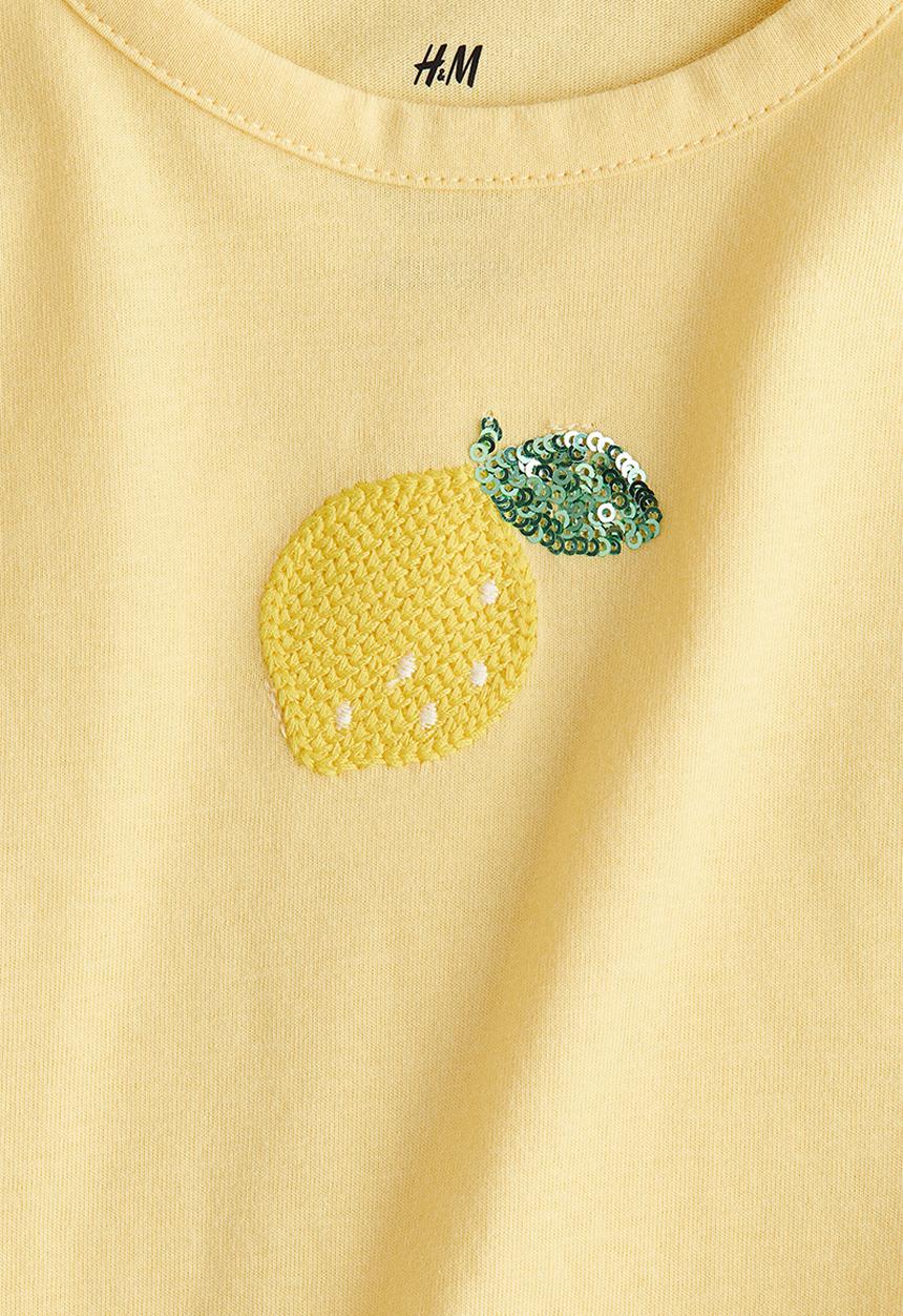 H&M - Appliqued top - light yellow/lemon