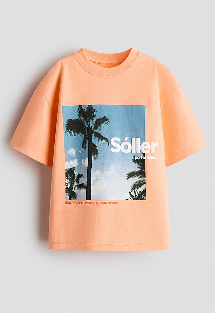 H&M - Printed cotton t-shirt - orange/s?ller