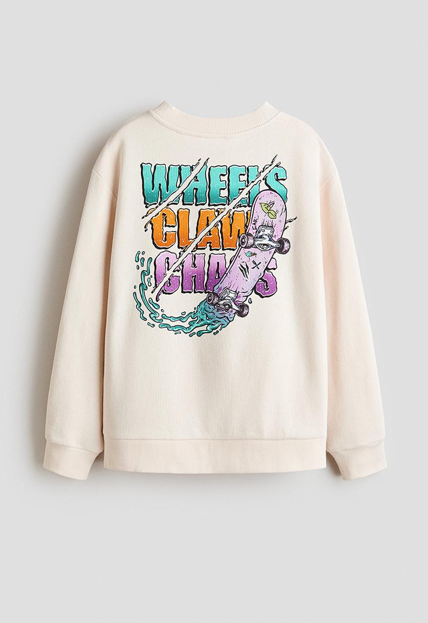H&M - Printed cotton sweatshirt - light beige/garfield