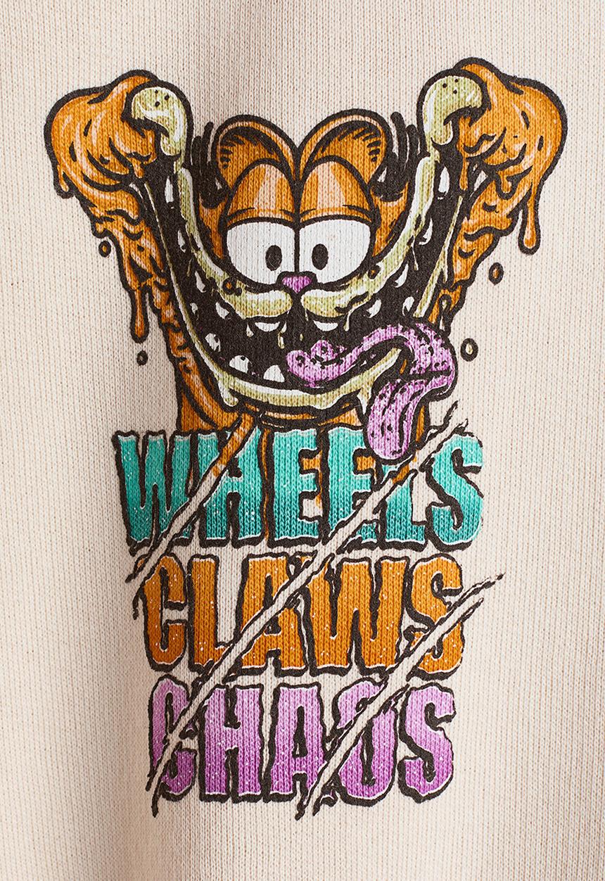 H&M - Printed cotton sweatshirt - light beige/garfield