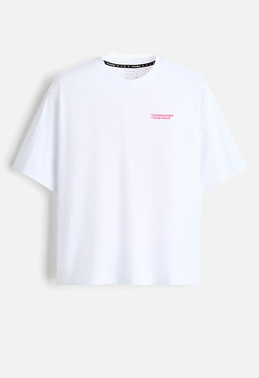 H&M - Boxy-style sports t-shirt with drymove? - white/la puissance