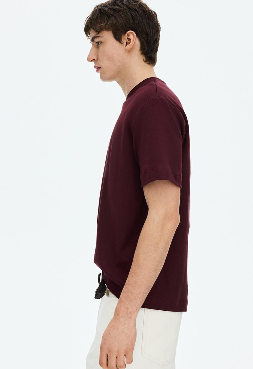 H&M - Loose fit interlock t-shirt - burgundy