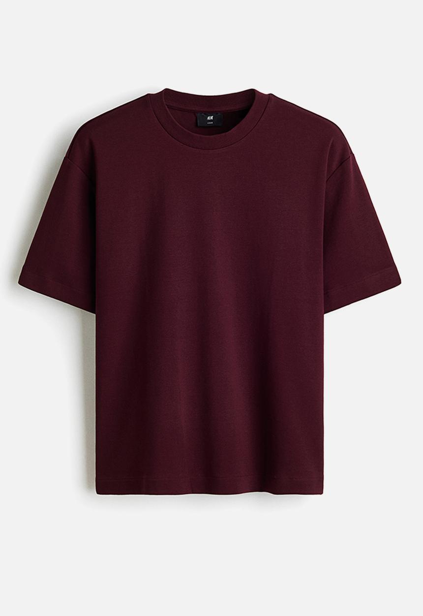 H&M - Loose fit interlock t-shirt - burgundy