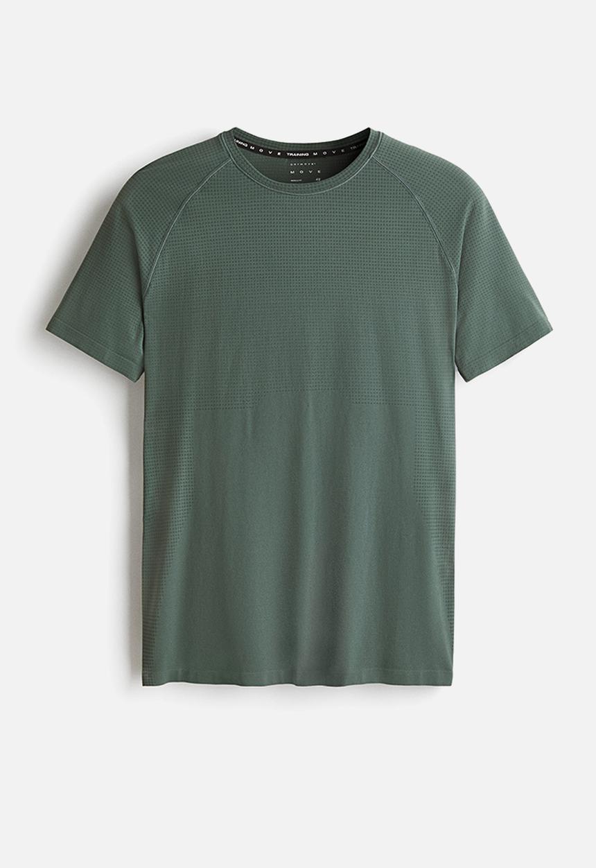 H&M - Muscle fit sports t-shirt with drymove? - dusty green
