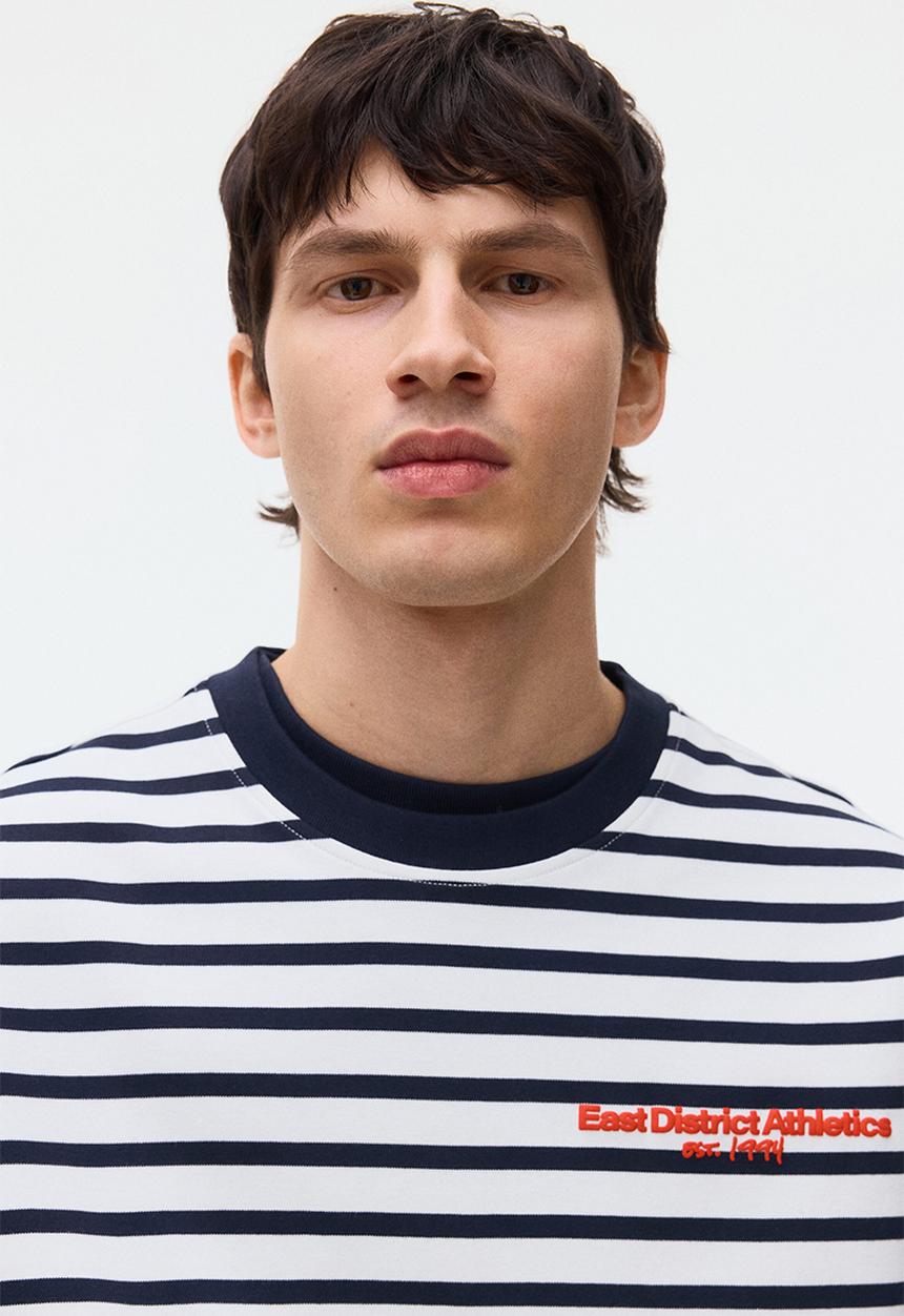 H&M - Loose fit cotton t-shirt - white/striped