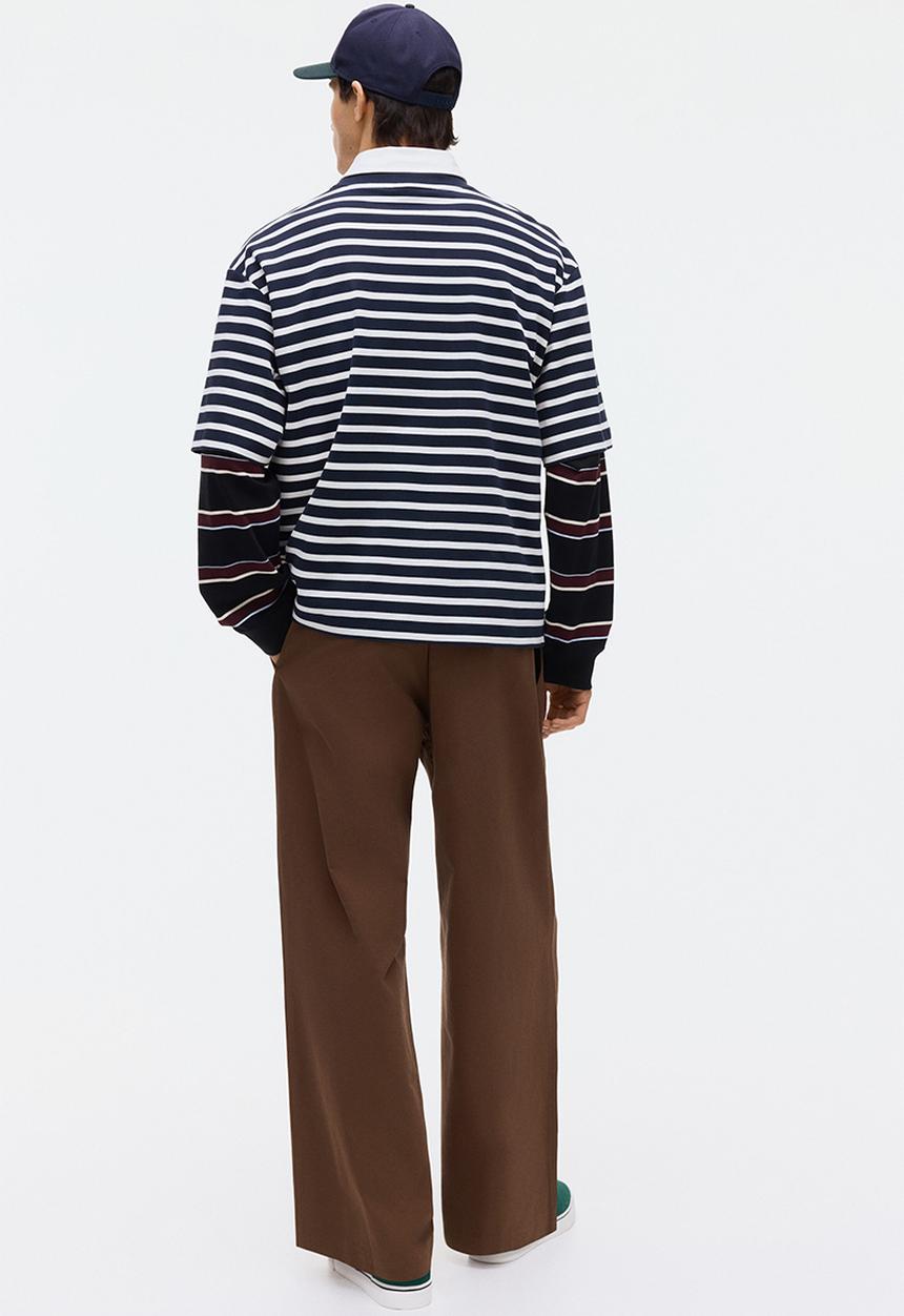 H&M - Loose fit cotton t-shirt - navy blue/striped