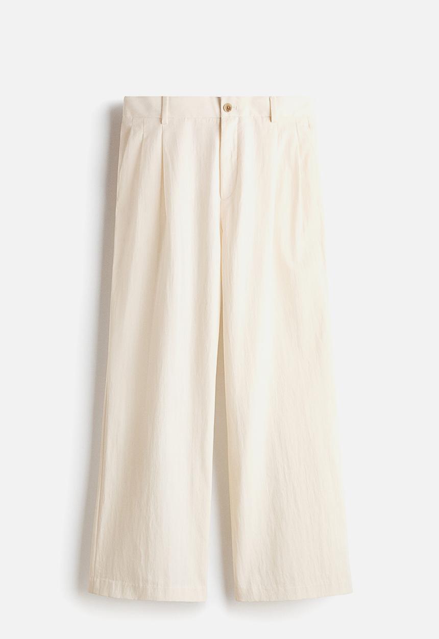 H&M - Loose fit wide trousers - cream