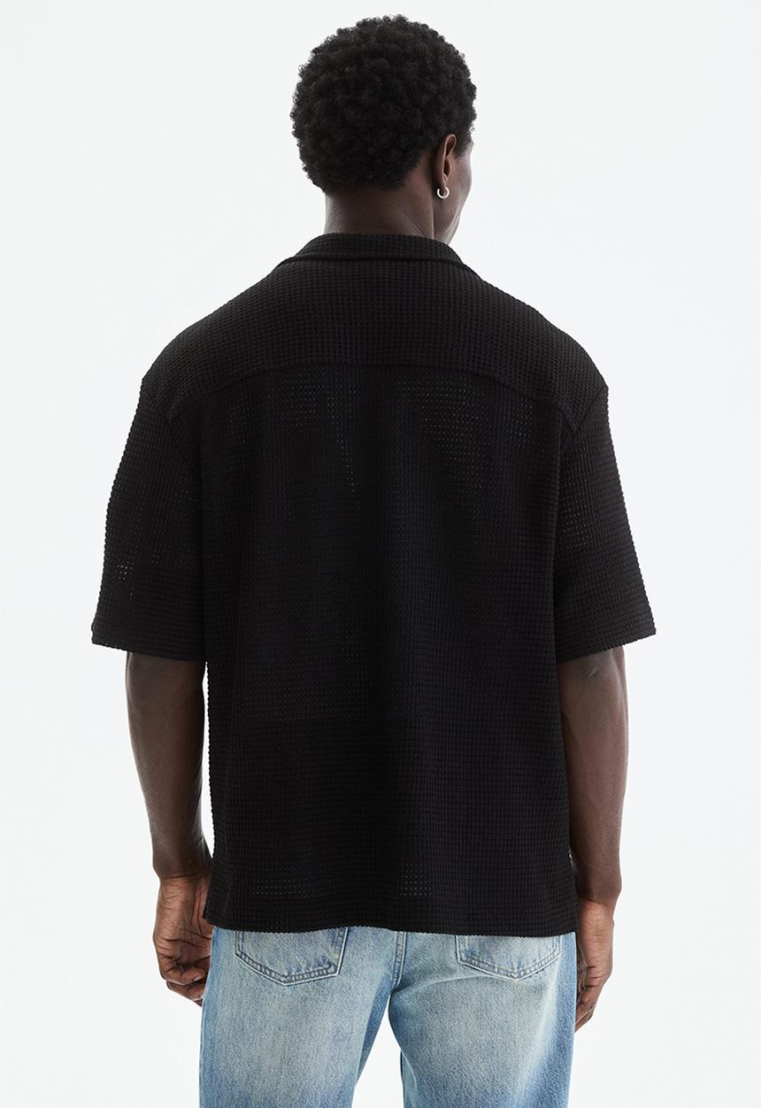 H&M - Relaxed fit textured resort shirt - black
