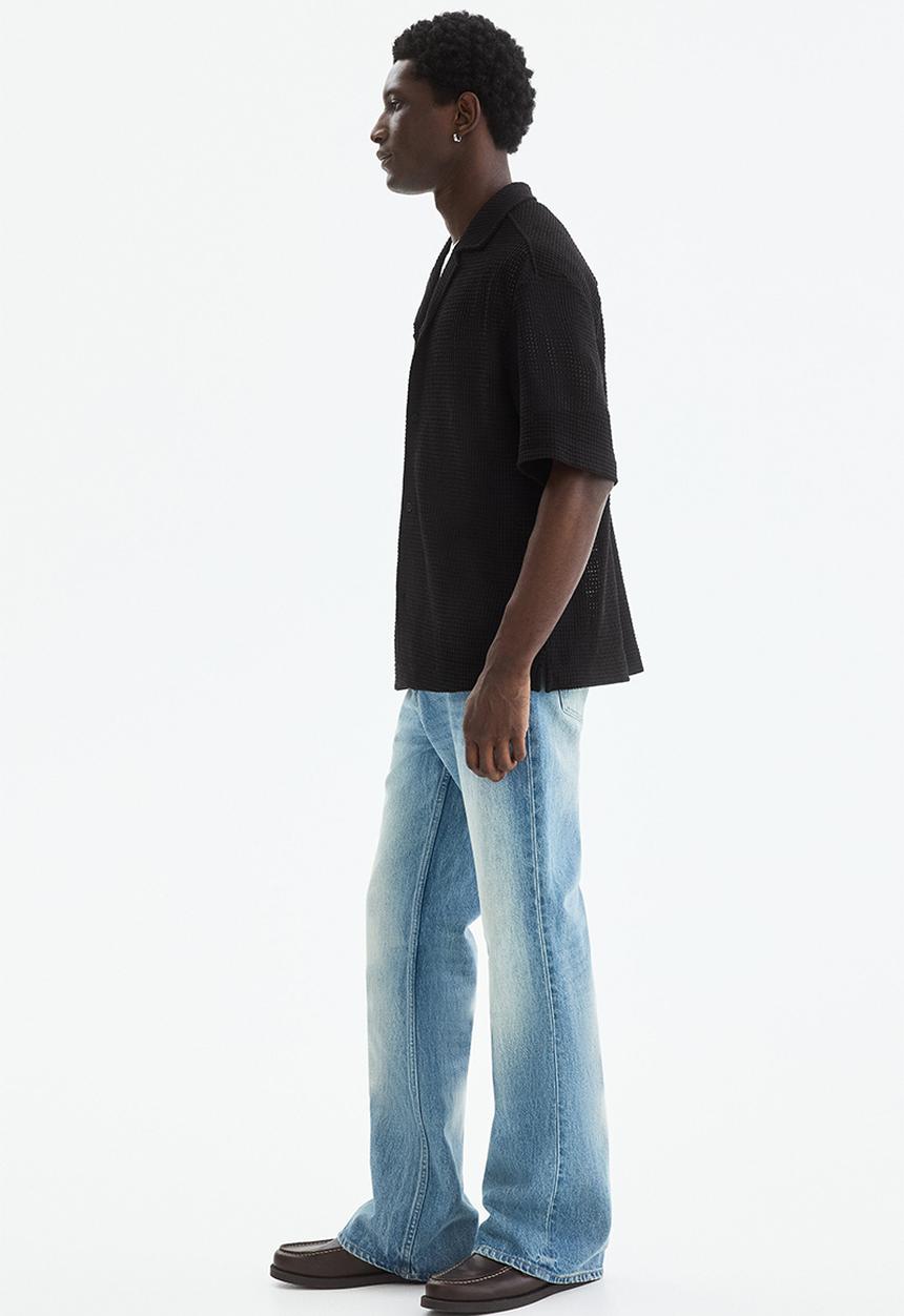 H&M - Relaxed fit textured resort shirt - black
