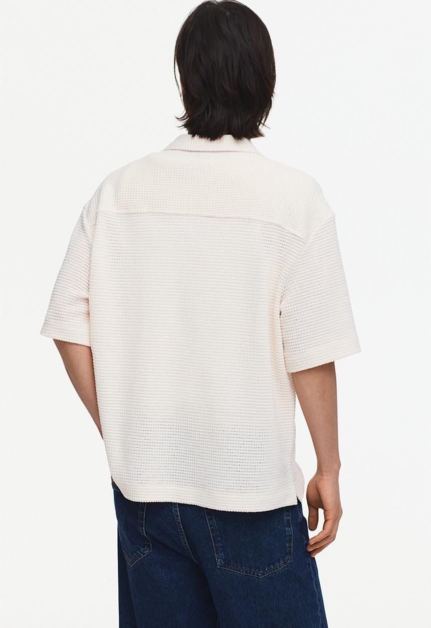 H&M - Relaxed fit textured resort shirt - cream