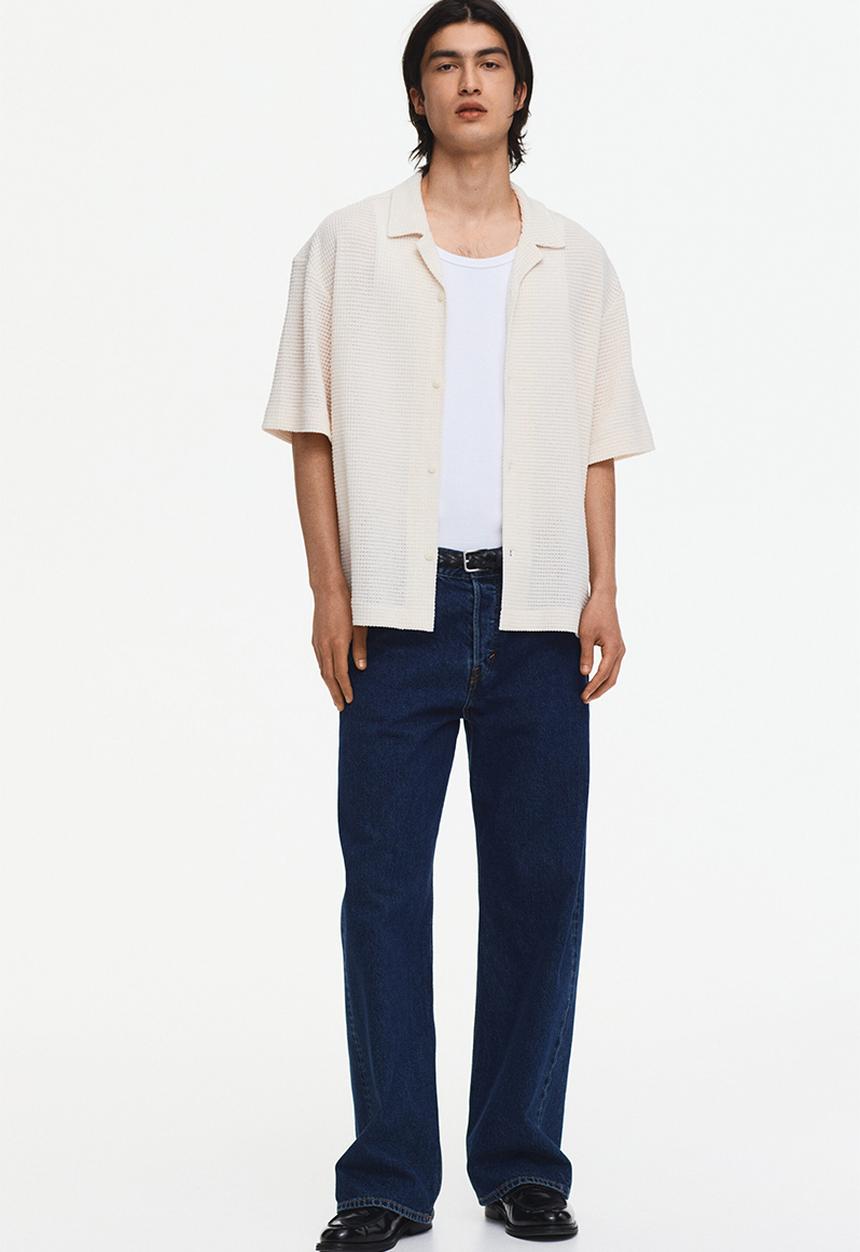 H&M - Relaxed fit textured resort shirt - cream