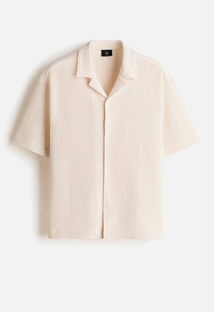 H&M - Relaxed fit textured resort shirt - cream