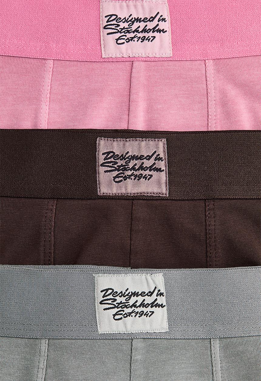 H&M - 3-Pack ribbed short trunks - pink/brown/grey