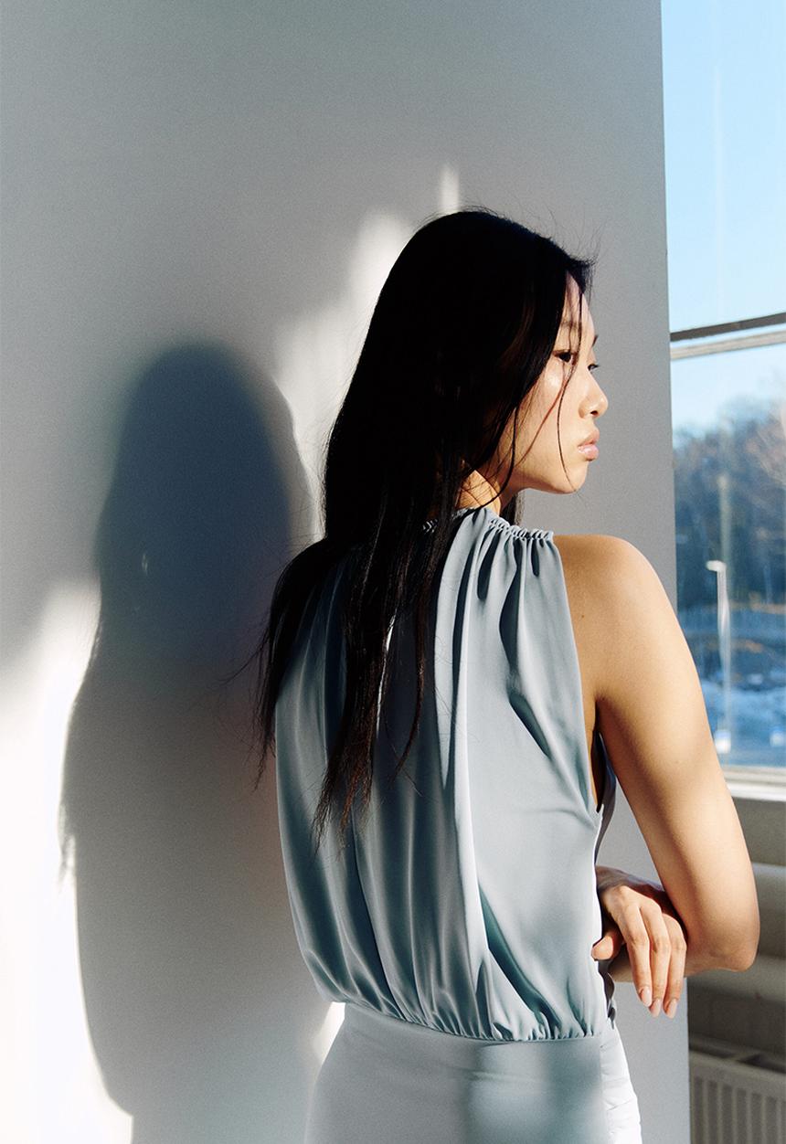 H&M - Draped jersey dress - light dusty turquoise