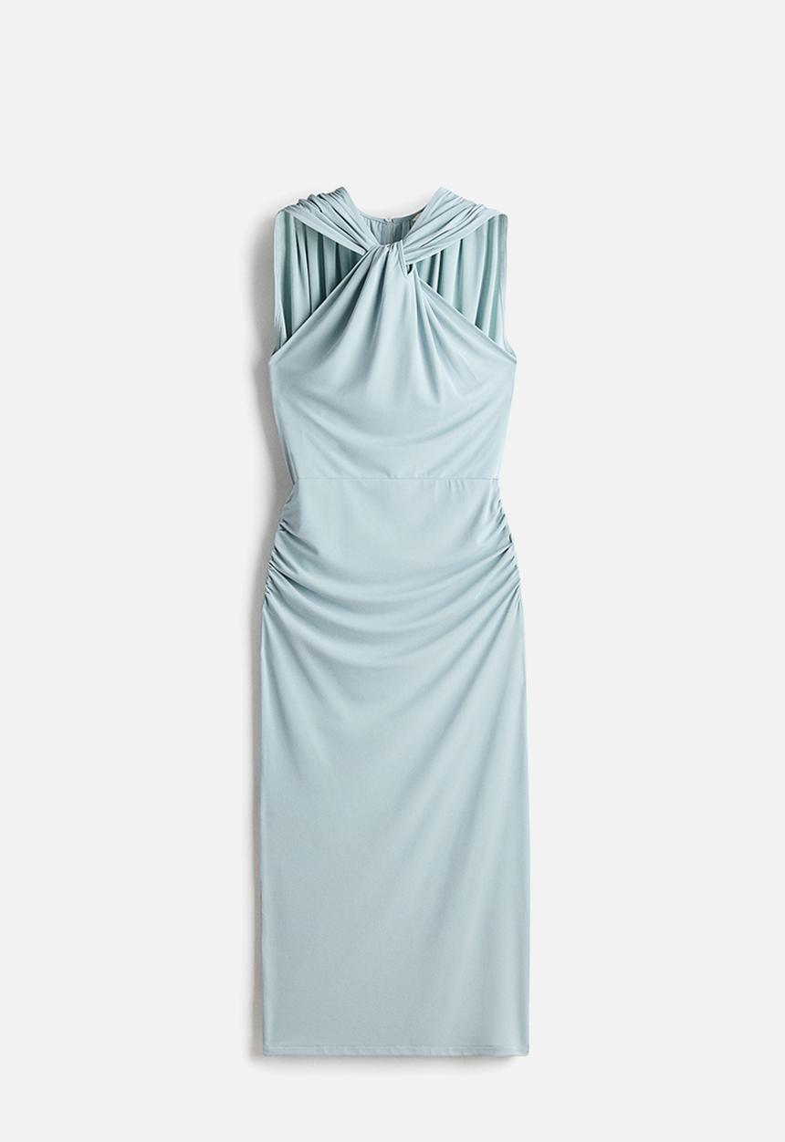 H&M - Draped jersey dress - light dusty turquoise