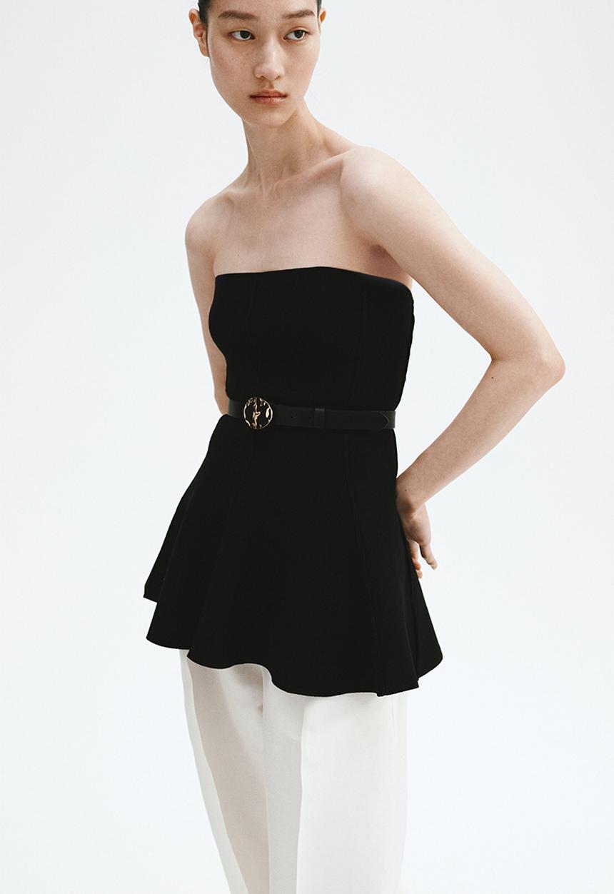 H&M - Peplum tube top - black