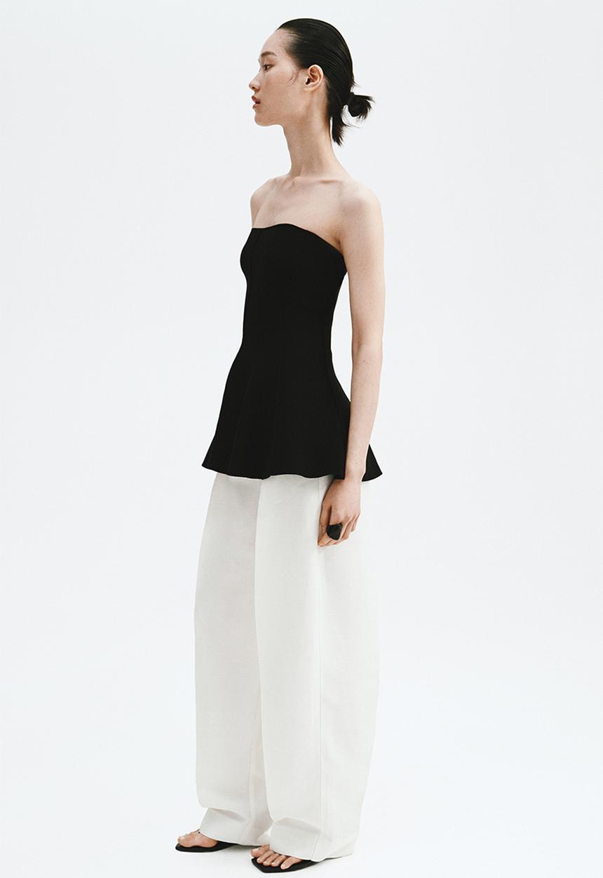 H&M - Peplum tube top - black