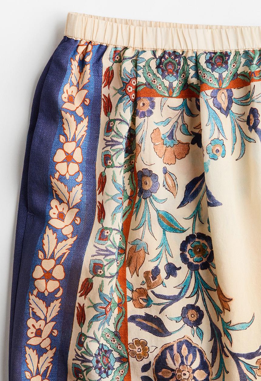 H&M - Printed pull-on trousers - light beige/floral