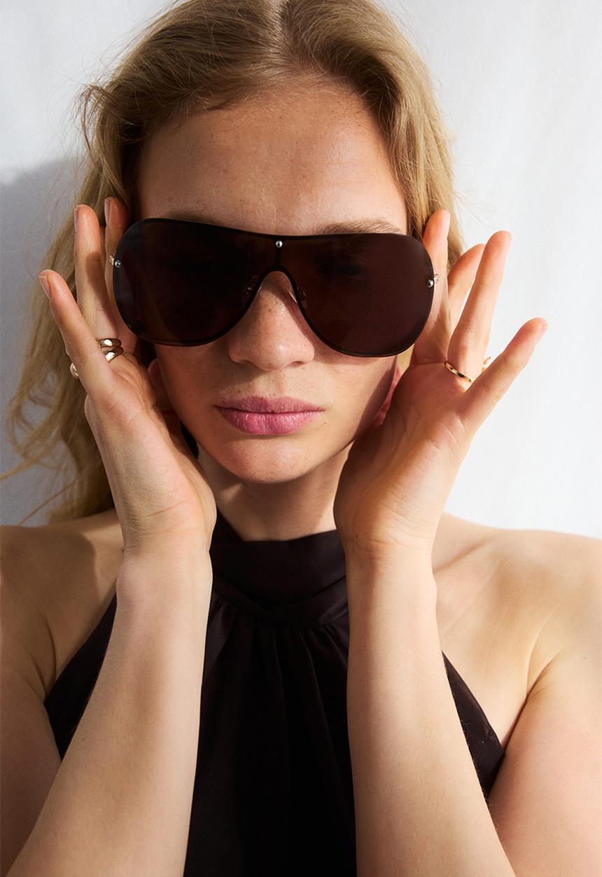 H&M - Visor sunglasses - gold-coloured/brown