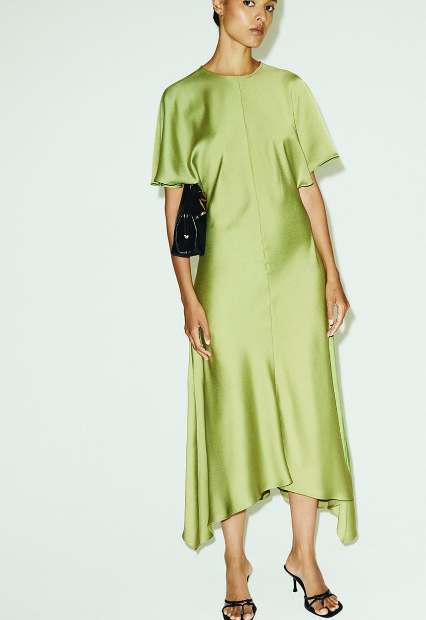 H&M - Satin midi dress - olive green