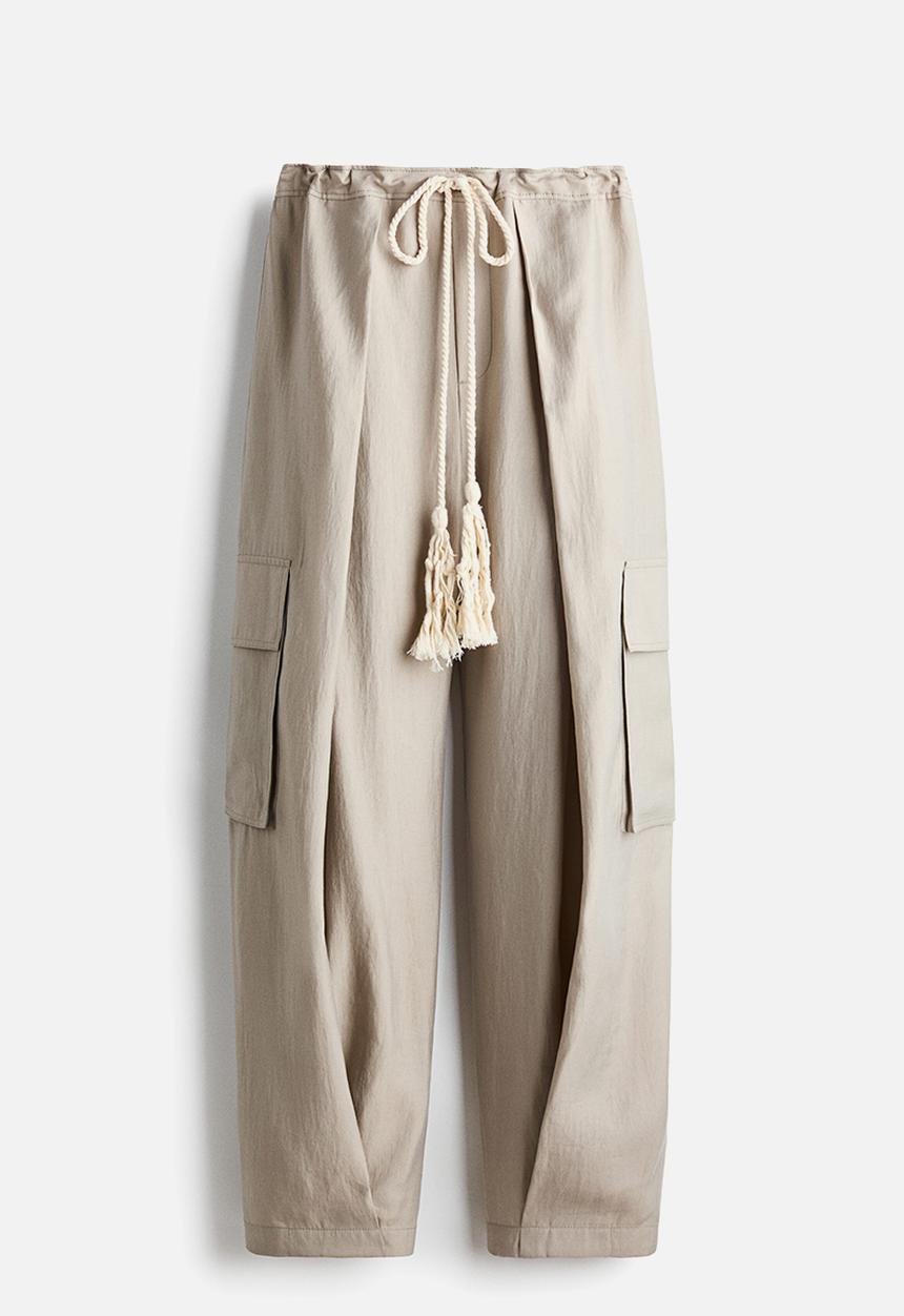 H&M - Wrap-detail drawstring trousers - beige