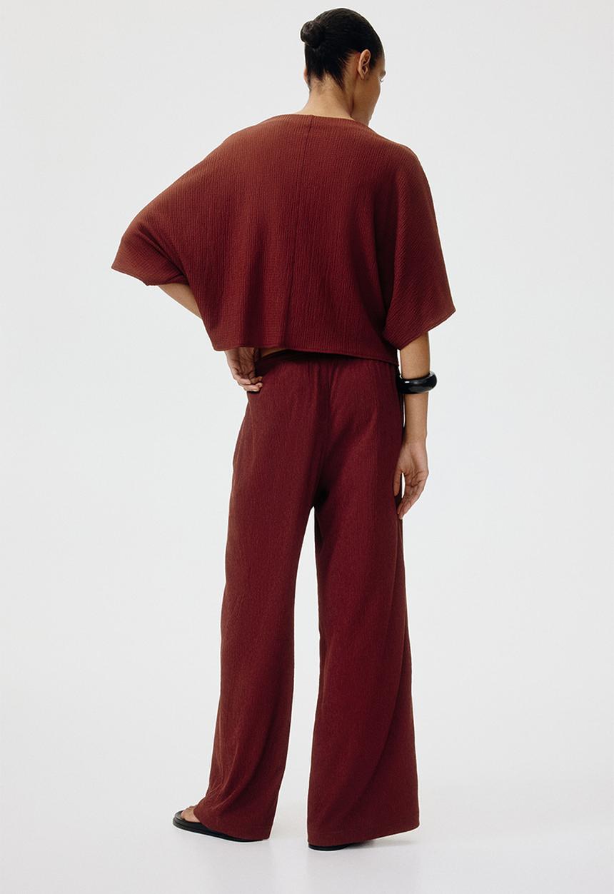 H&M - Wide pull-on trousers - dark rust red