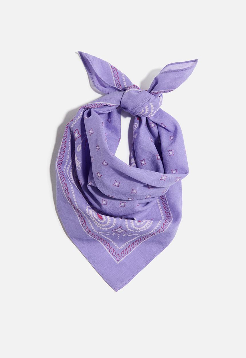 H&M - Patterned cotton scarf - purple/paisley pattern