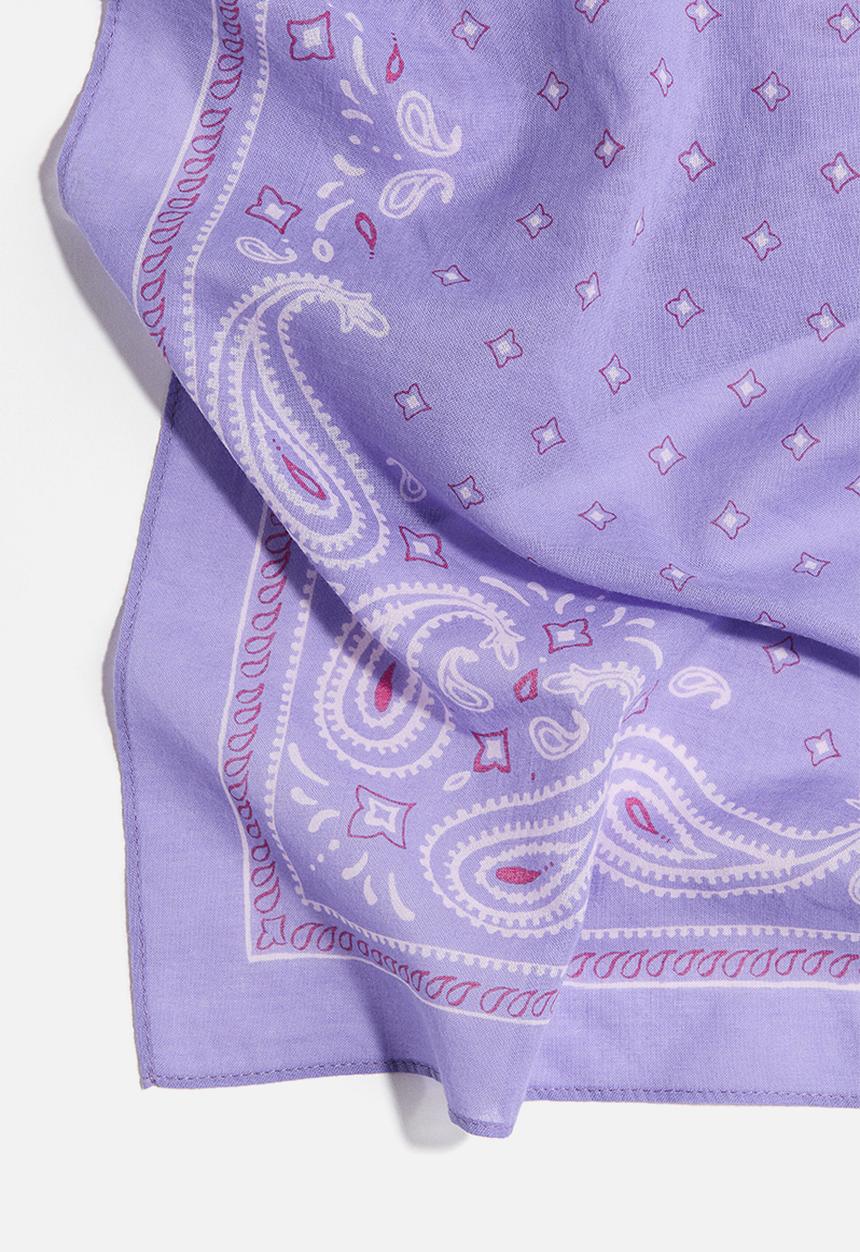 H&M - Patterned cotton scarf - purple/paisley pattern