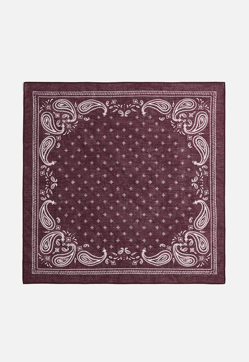 H&M - Patterned cotton scarf - plum red/paisley pattern