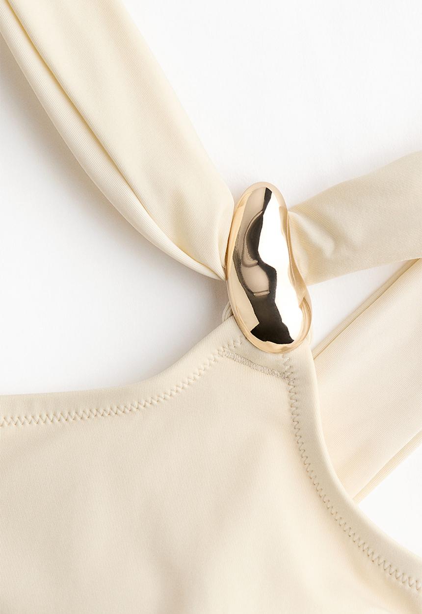 H&M - Padded one-shoulder bikini top - light beige