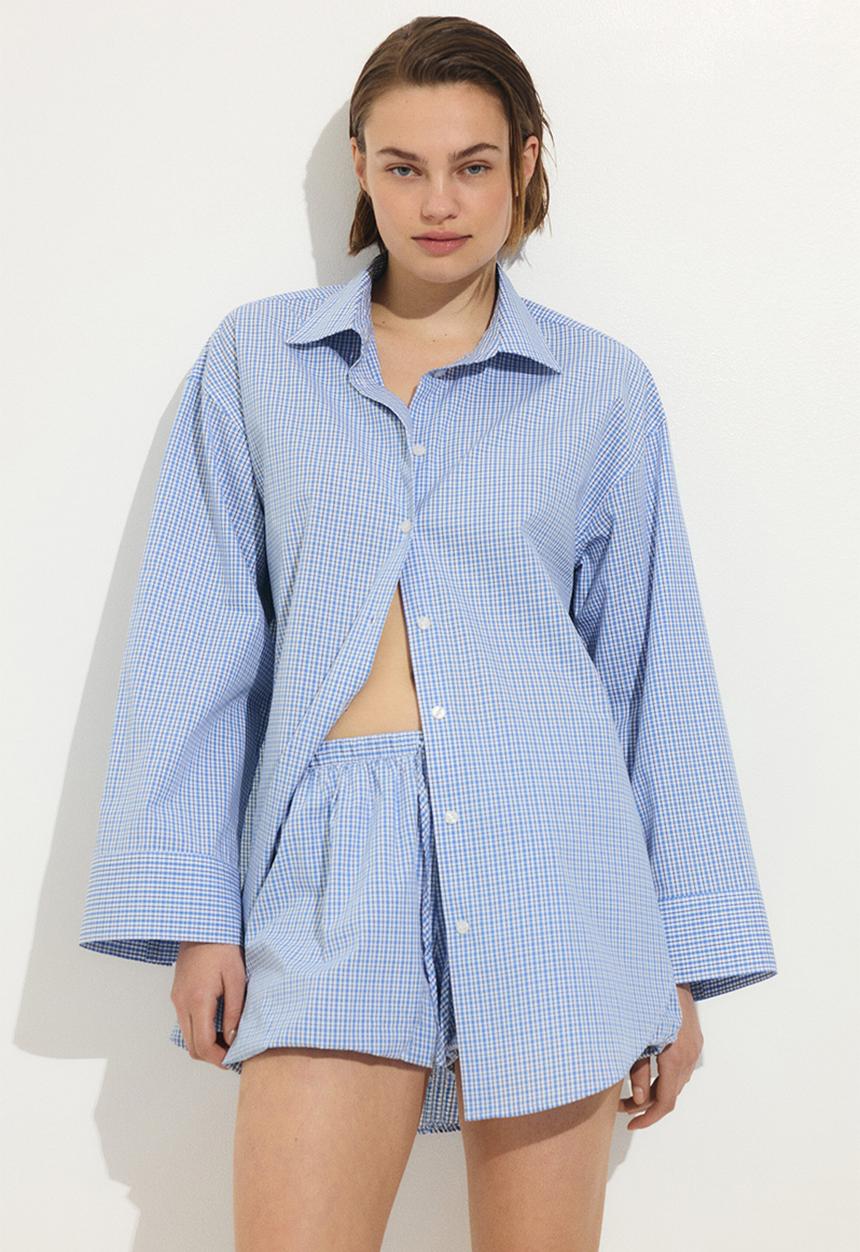 H&M - Oversized beach shirt - blue/checked