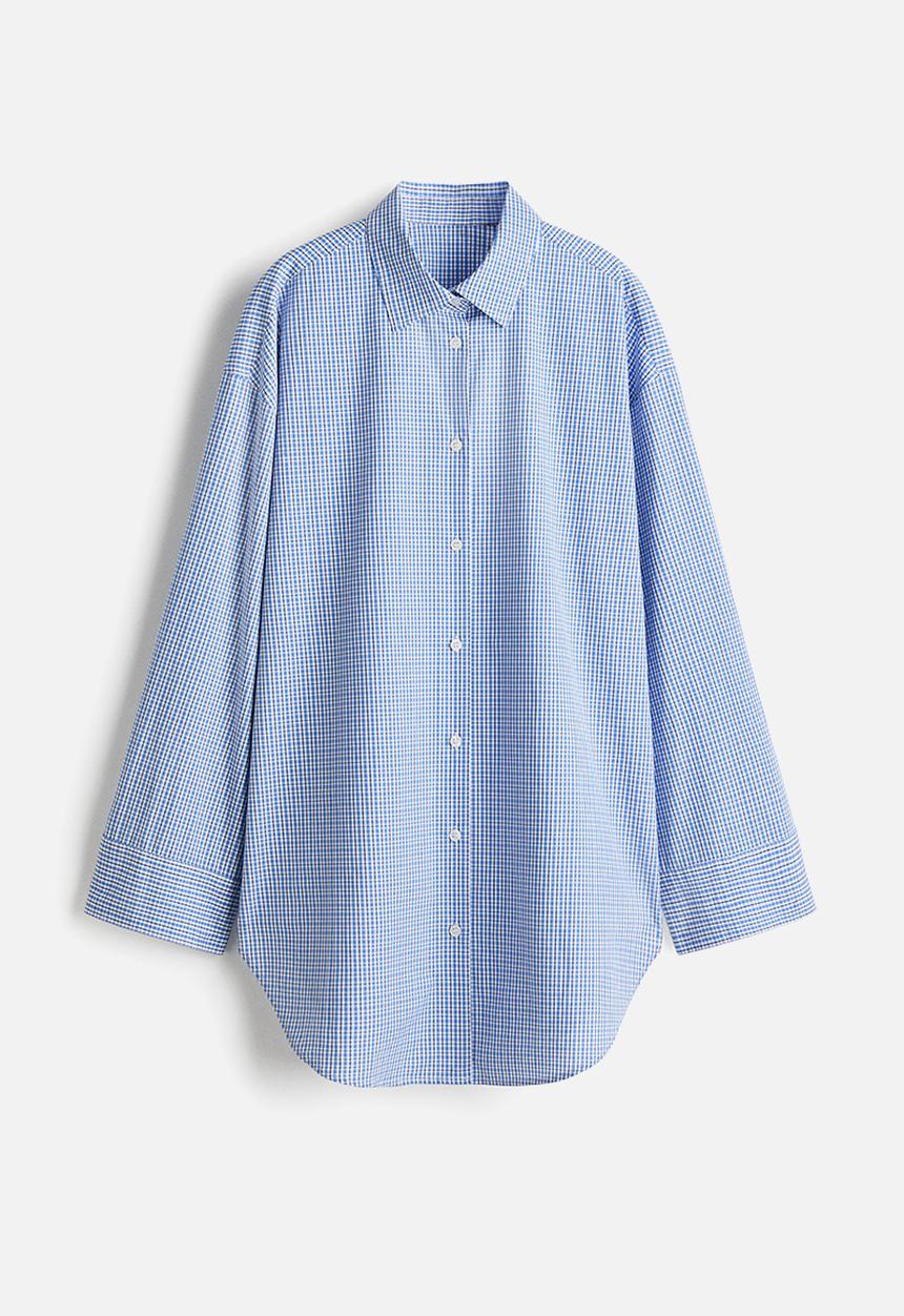 H&M - Oversized beach shirt - blue/checked