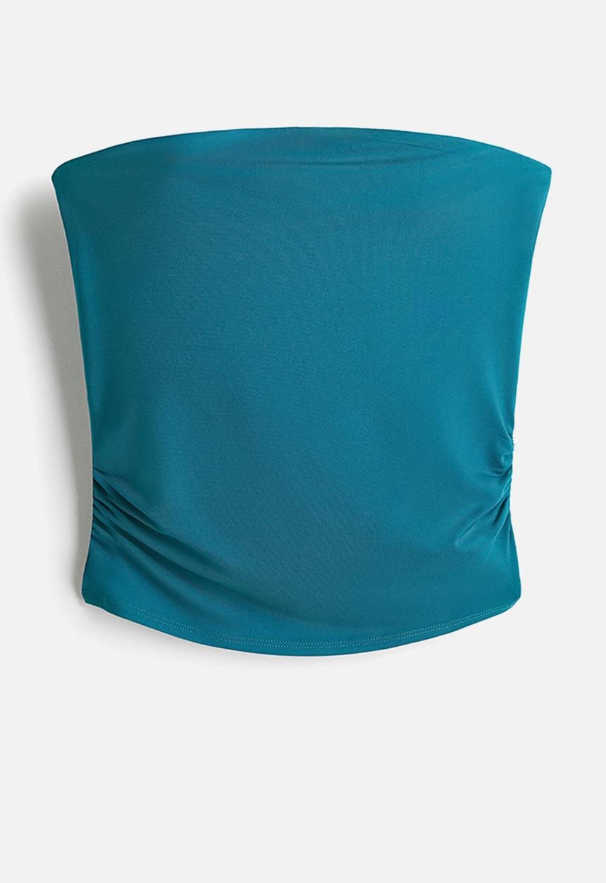 H&M - Gathered tube top - dark turquoise