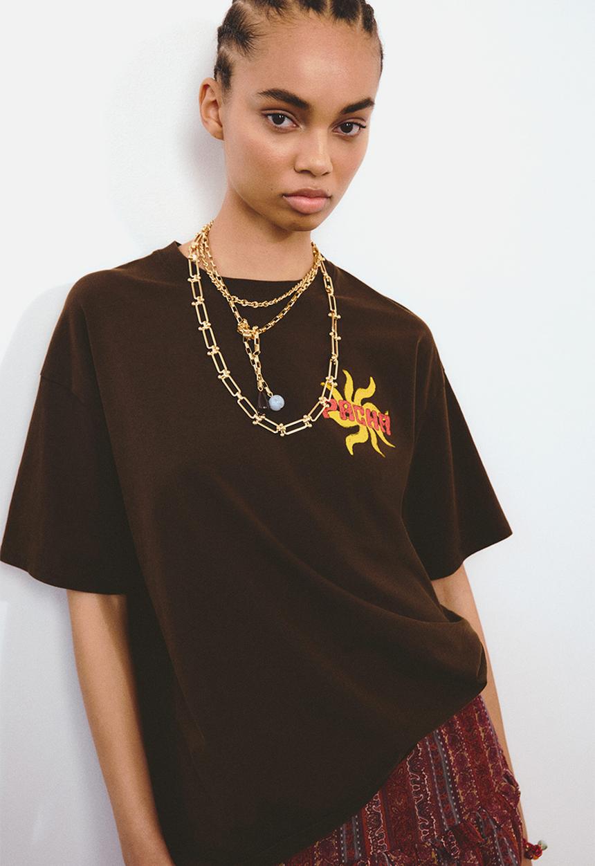 H&M - Oversized print-motif t-shirt - dark brown/pacha