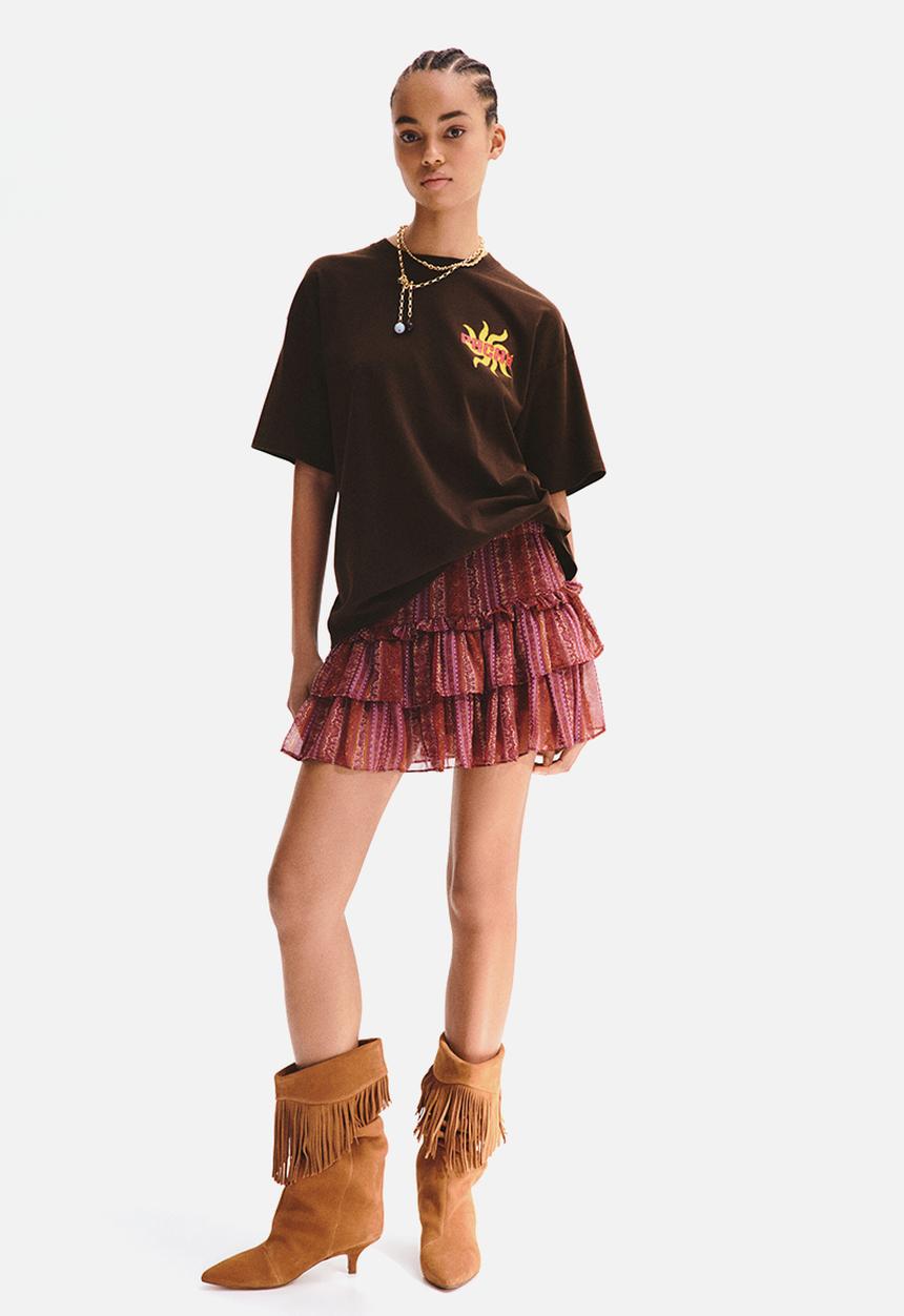 H&M - Oversized print-motif t-shirt - dark brown/pacha
