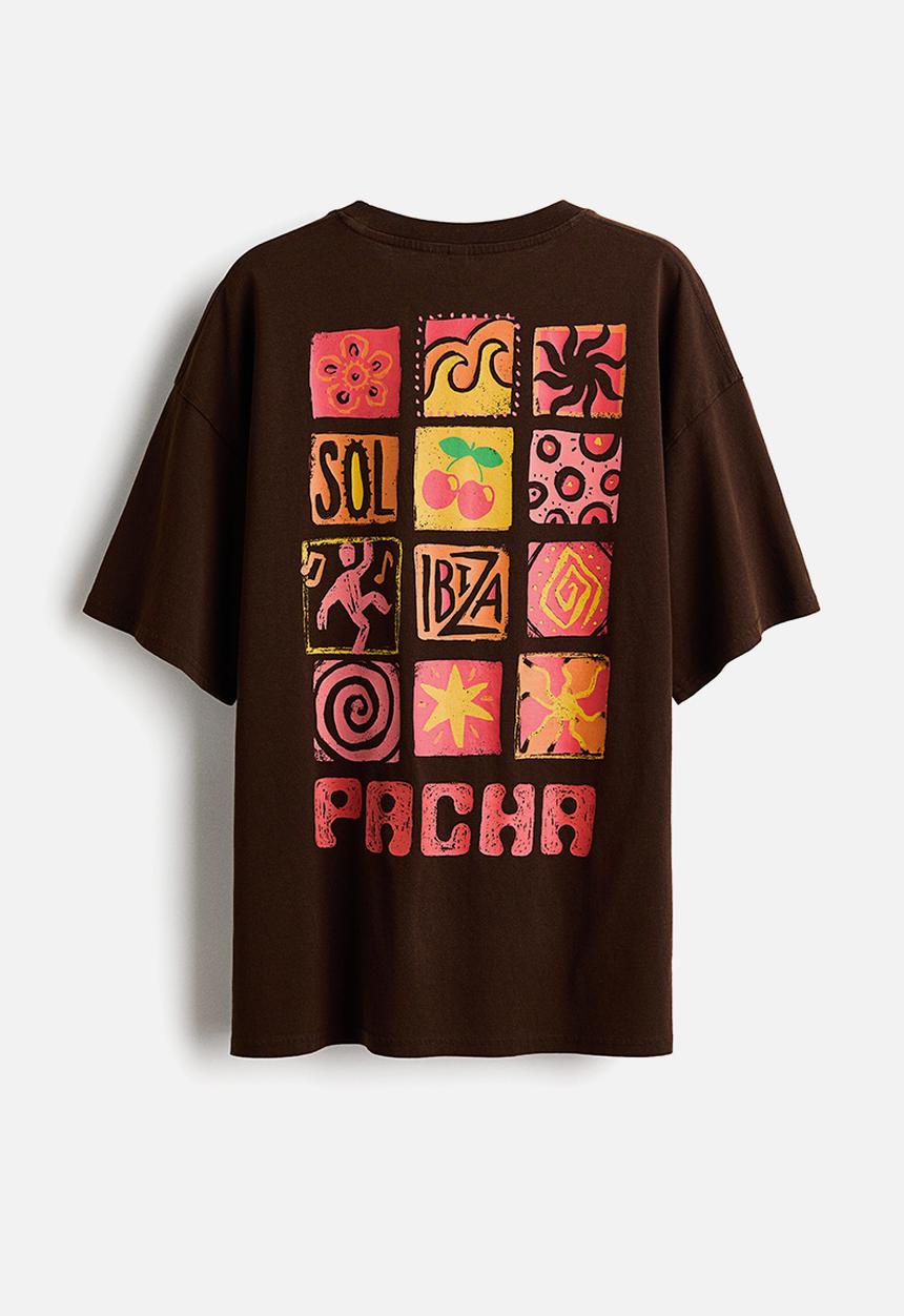 H&M - Oversized print-motif t-shirt - dark brown/pacha