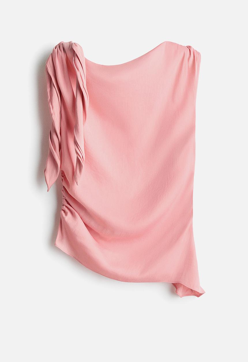 H&M - Asymmetric tie-detail top - light pink