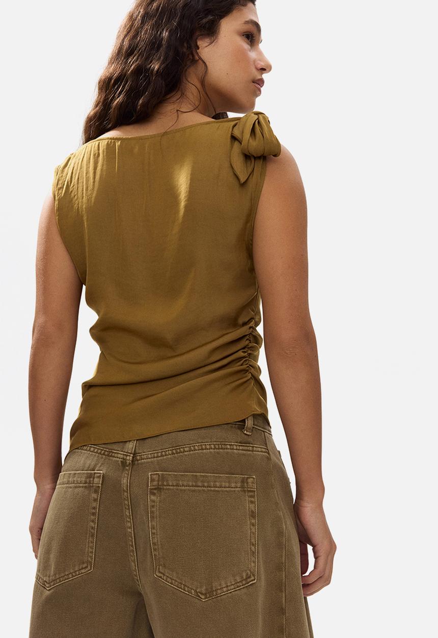 H&M - Asymmetric tie-detail top - dark olive green