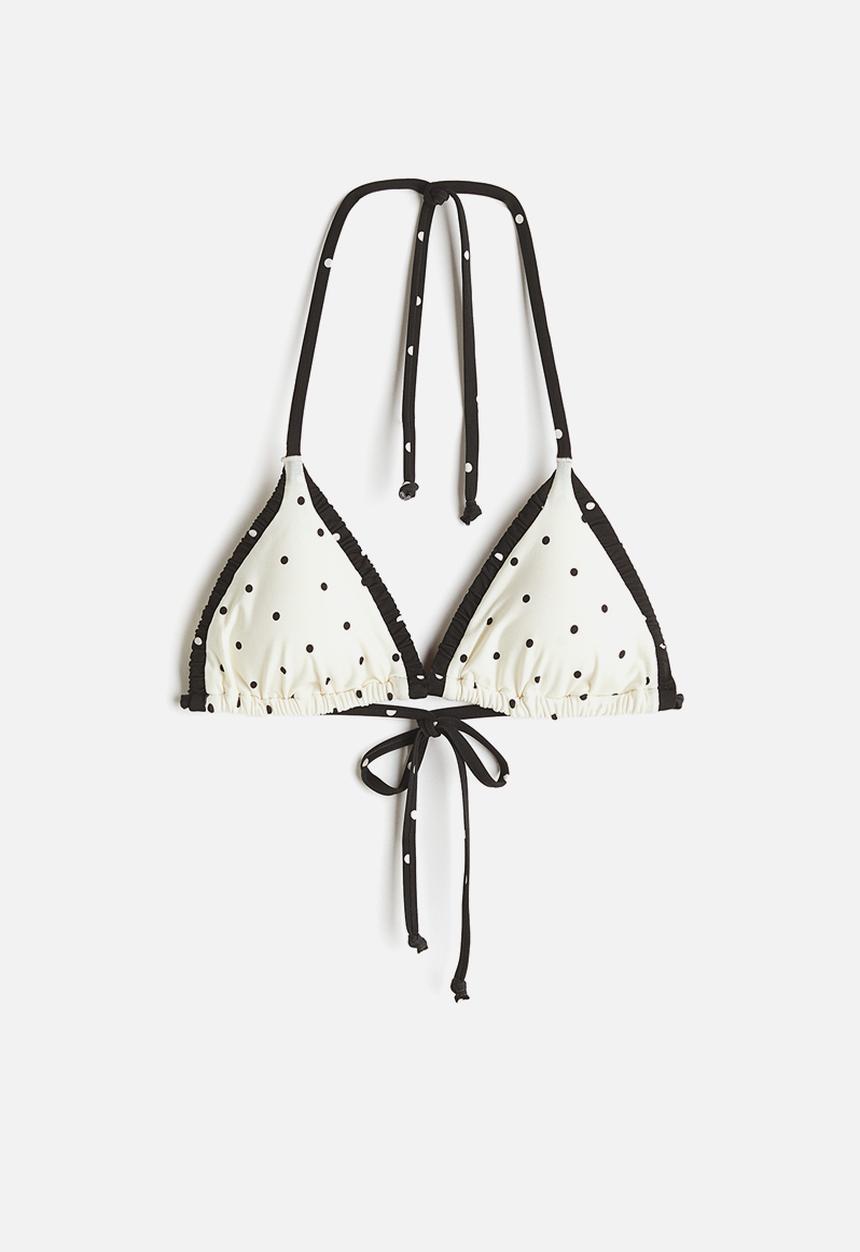 H&M - Padded triangle bikini top  - white/polka dot