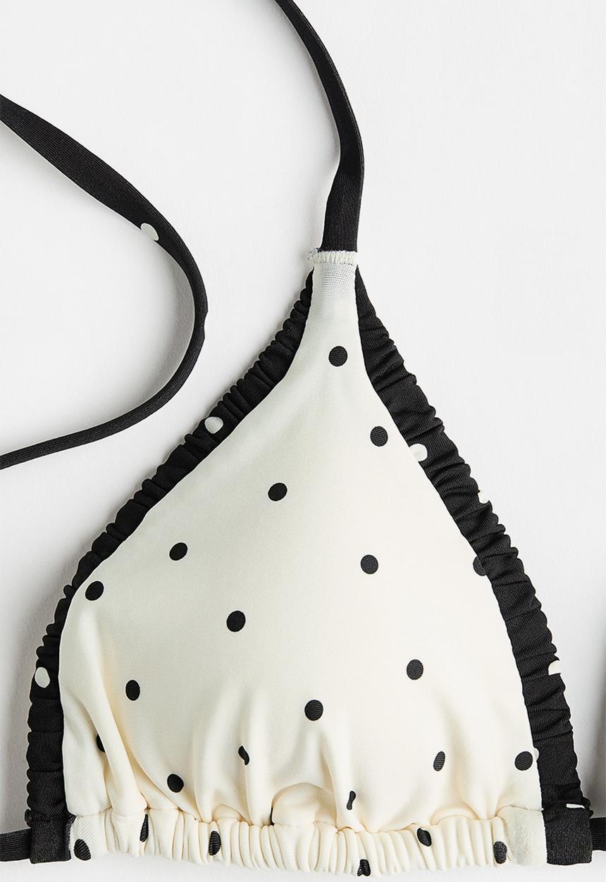 H&M - Padded triangle bikini top  - white/polka dot