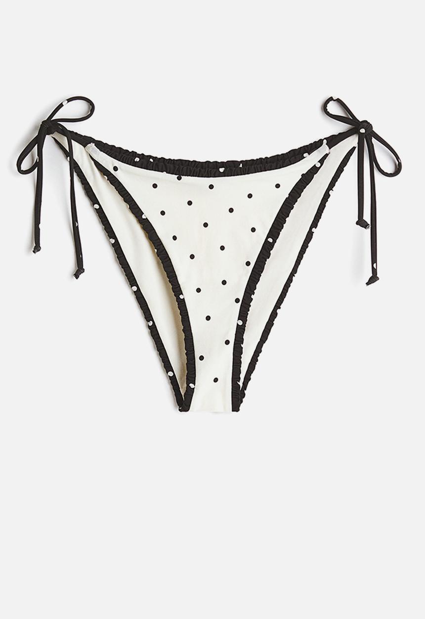 H&M - Cheeky tie tanga bikini bottoms - white/polka dot