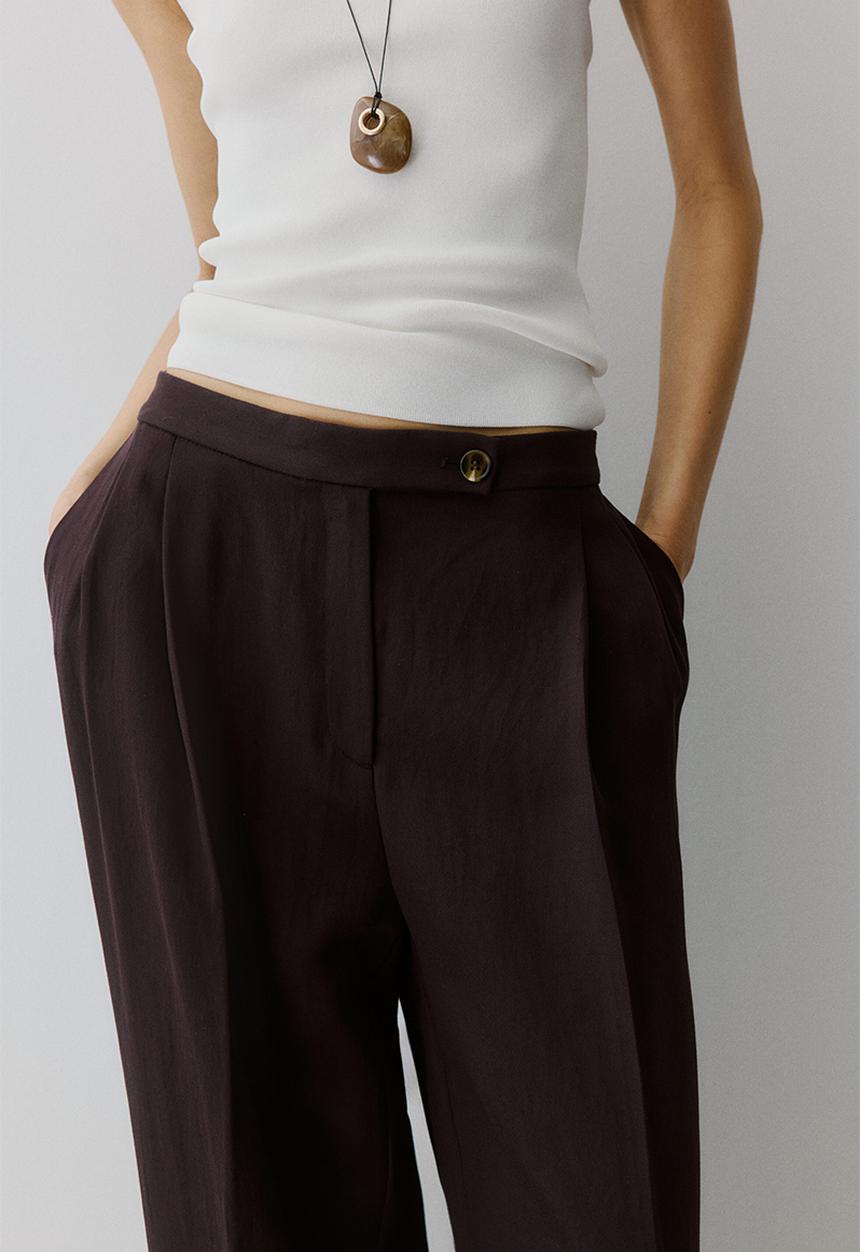 H&M - Wide tailored trousers - dark brown