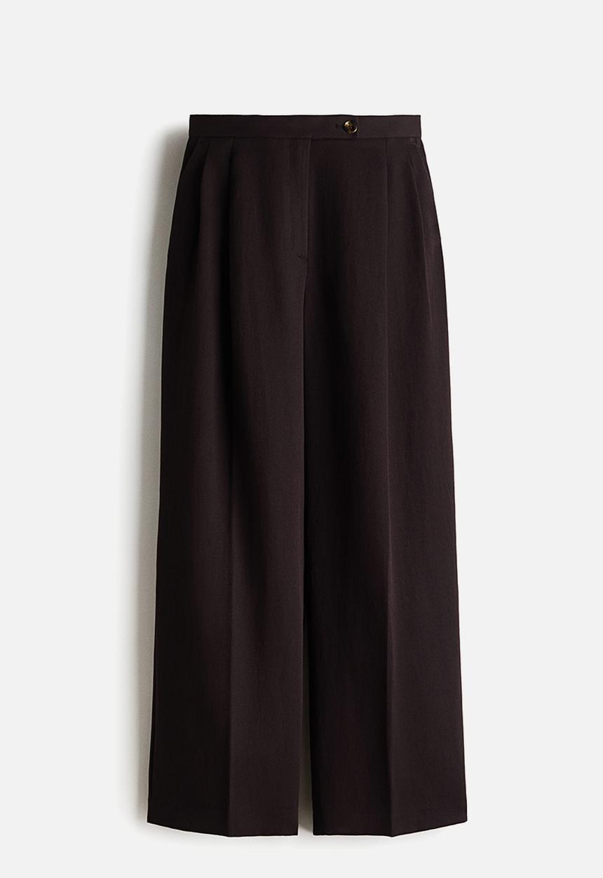 H&M - Wide tailored trousers - dark brown