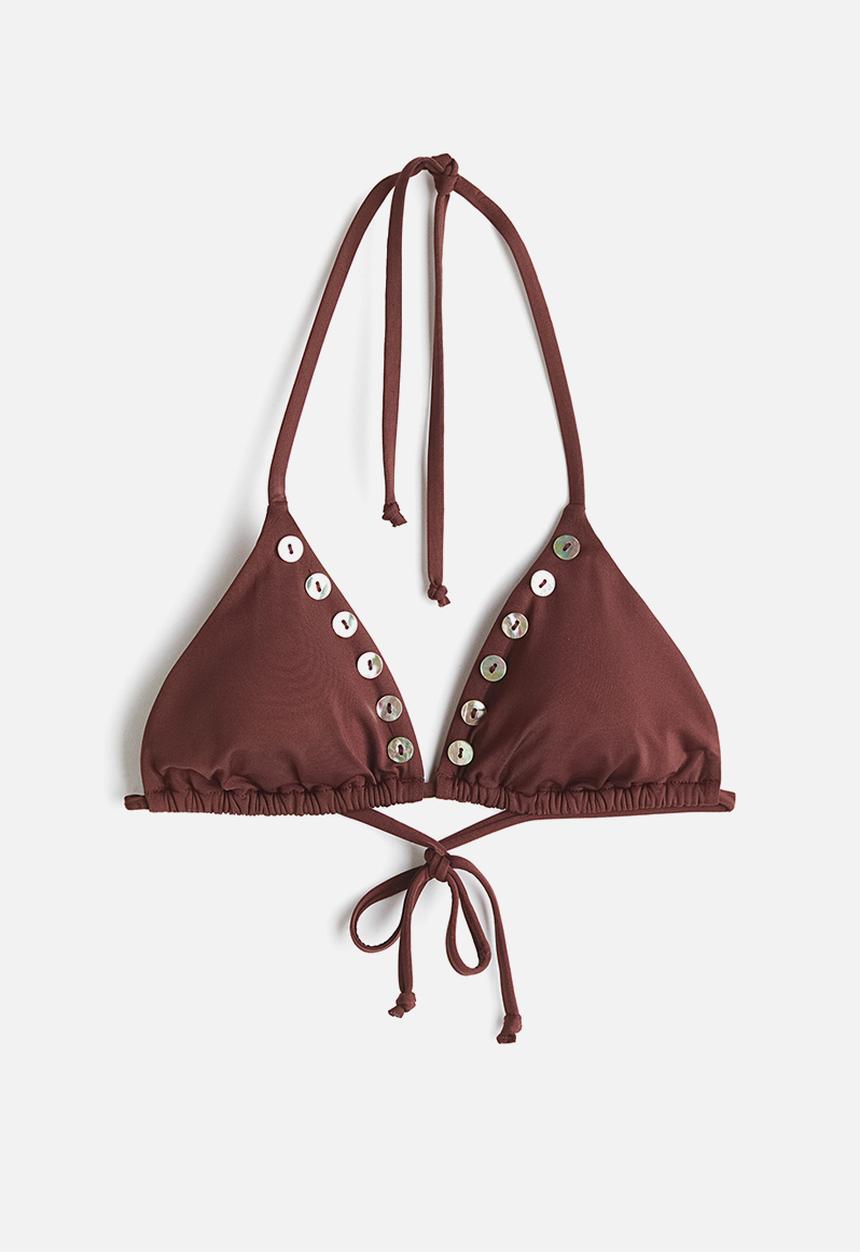 H&M - Padded triangle bikini top - dark brown