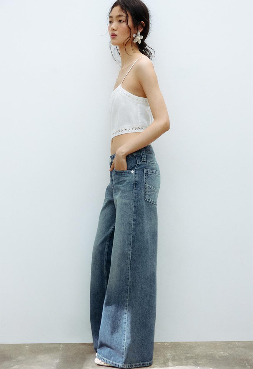 H&M - Baggy wide low waist jeans - denim blue