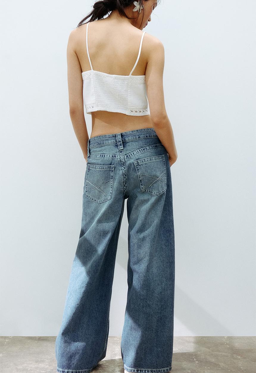 H&M - Baggy wide low waist jeans - denim blue