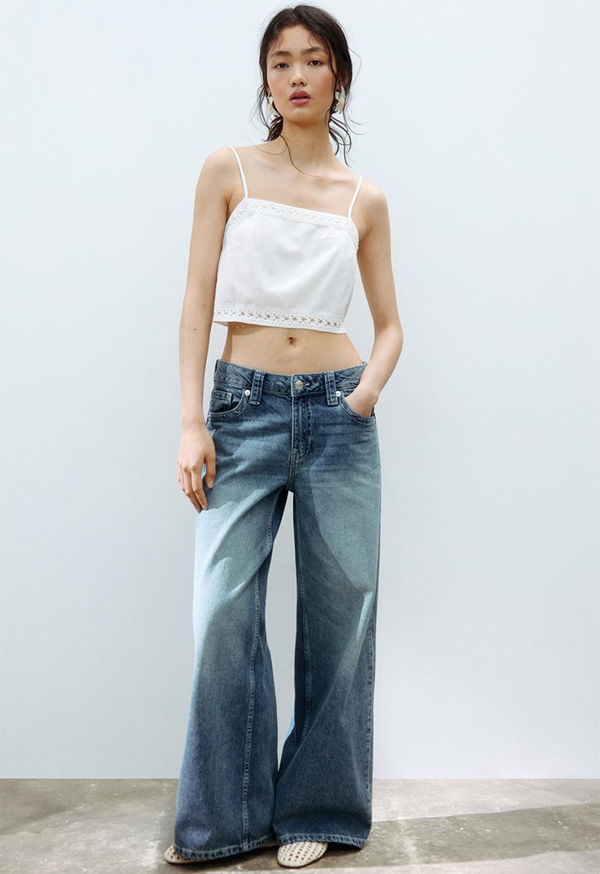 H&M - Baggy wide low waist jeans - denim blue