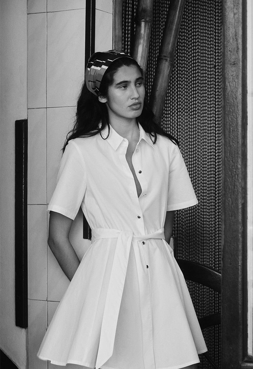 H&M - Tie-belt shirt dress - white