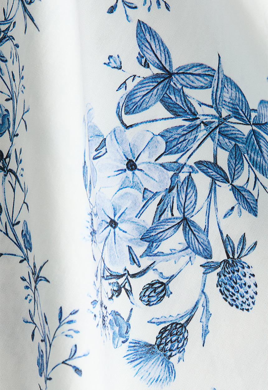 H&M - Flared-skirt strappy dress - white/blue floral